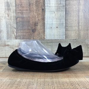 Miu Miu Black Velvet Bow Ballet Flats Slip On Shoe